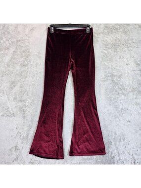 Better Be Dress Pants Womens S Red Velvet Flare Pull On Slim Stretch Party